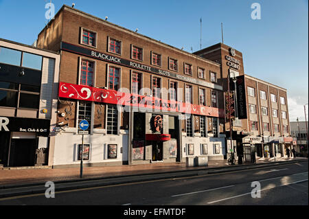 shops china town Birmingham city and genting casino in a row of shops with mr egg Stock Photo