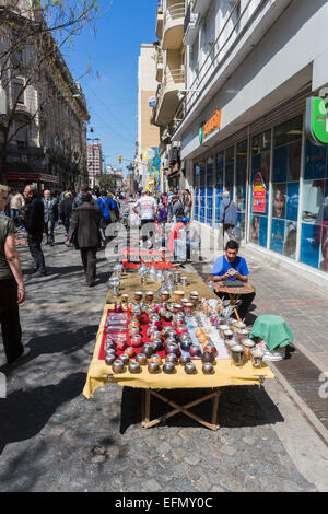 Colourful souvenir stall in popular Calle Florida (Florida Street), one of the main popular shopping streets in downtown Buenos Aires, on a sunny day Stock Photo