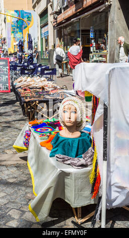 Souvenir stall in popular and busy Calle Florida (Florida Street), one of the main shopping streets in downtown Buenos Aires, on a sunny day Stock Photo