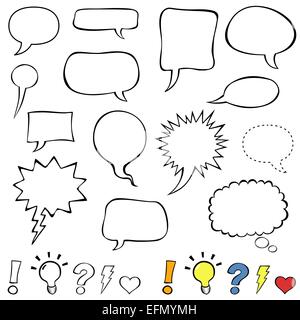 White speech bubbles with question mark, CO2 cloud and exclamation mark ...