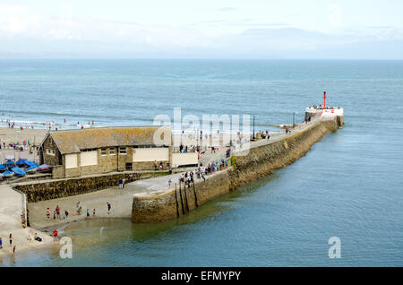 Harbour and Banjo Pier, Looe, Cornwall, England, UK Stock Photo