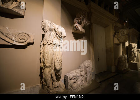 ISTANBUL, Turkey / Türkiye — The Istanbul Archaeology Museums, housed in three buildings in what was originally the gardens of the Topkapi Palace in Istanbul, Turkey, holds over 1 million artifacts relating to Islamic art, historical archeology of the Middle East and Europe (as well as Turkey), and a building devoted to the ancient orient. Stock Photo