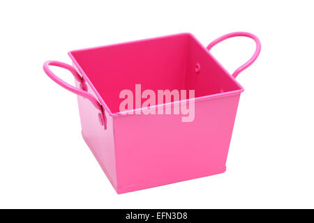 miniature metal bucket isolated on white background Stock Photo
