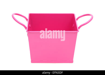 miniature metal bucket isolated on white background Stock Photo