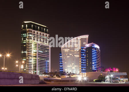 Intercontinental Hotel at night at Dubai Festival City. December 16, 2014 in Dubai, United Arab Emirates Stock Photo