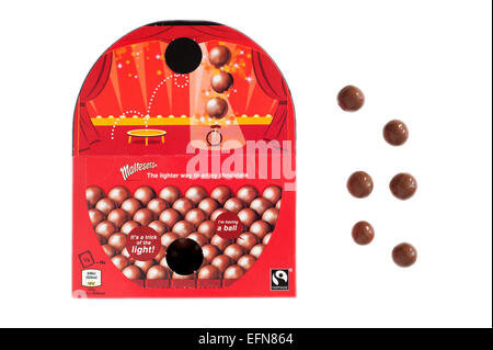 box of milk chocolate maltesers cut out on a white background Stock Photo