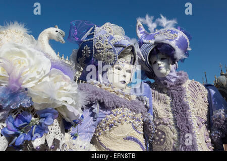 Venice, Italy, 8 February 2015. People wear traditional masks and costumes to celebrate the 2015 Carnival in Venice. carnivalpix/Alamy Live News Stock Photo