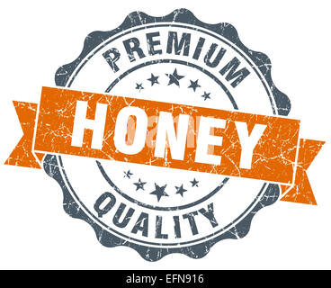 honey vintage orange seal isolated on white Stock Photo