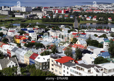 View of Reykjavik from Cathedral Iceland Stock Photo