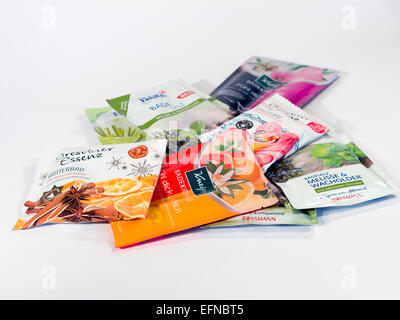 Kneipp, Dresdner and Isana, bath salt and bubble foam baths, old and well known German brands with modern and inviting packaging Stock Photo