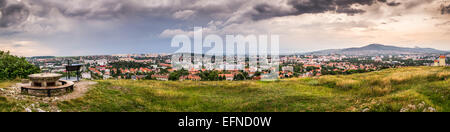 Panorama of the City of Nitra as Seen from Calvary at Sunset Stock Photo