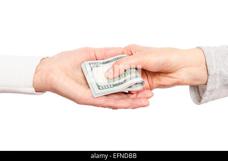 Hand giving money to other hand Stock Photo - Alamy