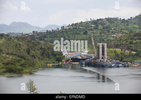 Kivuwatt biogas plant under construction on the edge of Lake Kivu, Rwanda