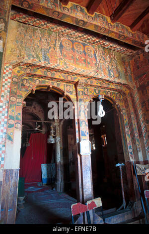 Abraha we Atsbeha rock church fresco, Abraha Atsbeha village, Tigray region, Ethiopia Stock Photo