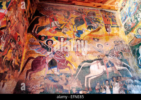 Abraha we Atsbeha rock church fresco, Abraha Atsbeha village, Tigray region, Ethiopia Stock Photo