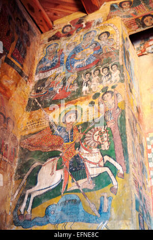 Abraha we Atsbeha rock church fresco, Abraha Atsbeha village, Tigray region, Ethiopia Stock Photo