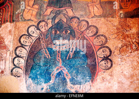 Abraha we Atsbeha rock church fresco, Abraha Atsbeha village, Tigray region, Ethiopia Stock Photo