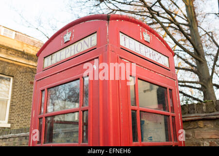 Close-up of traditional, iconic, red British telephone box, London Stock Photo