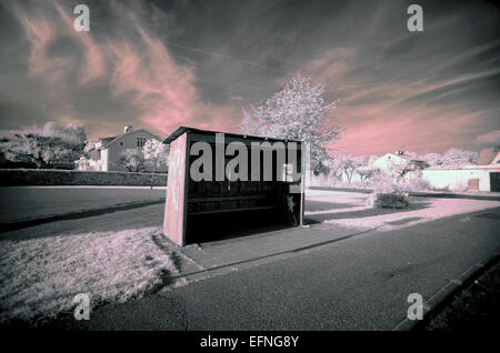 Wooden Bus Shelter in infrared Stock Photo