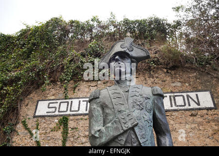 Bronze Statue of Admiral Horatio Nelson, South Bastion, Gibraltar, United Kingdom. Stock Photo