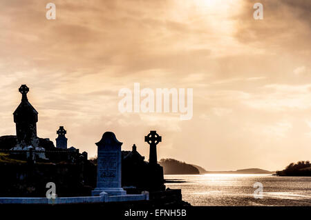Old Abbey Cemetery and Donegal Bay in Donegal Town County Donegal Ireland Stock Photo