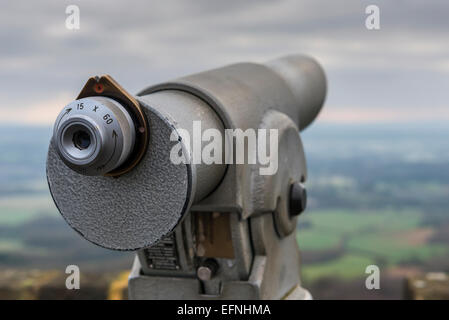 Traditional public viewing telescope looking out over the countryside Stock Photo