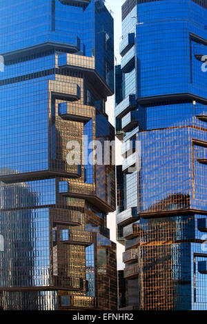 HONG KONG S.A.R. - DECEMBER 29, 2014:  a twin-tower skyscraper complex completed in 1988 at 89 Queensway, in Admiralty on Hong K Stock Photo