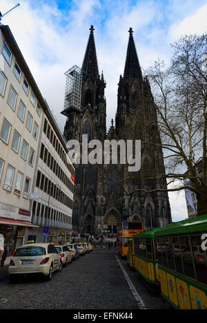 Cologne Cathedral Facade in Germany, Koelner Dom Stock Photo