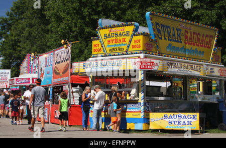 Streak or Sausage Sandwich Concession Stand at the Canfield Fair. Mahoning County Fair. Canfield, Youngstown, Ohio, USA. Stock Photo