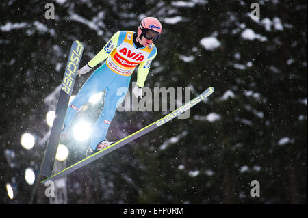 Titisee, Germany. 8th February, 2015. Stefan Kraft (AUT) in flight during the Large Hill Individual competition on day two of the FIS Ski Jumping World Cup on February 8, 2015 in Titisee, Germany. Credit:  Miroslav Dakov/Alamy Live News Stock Photo