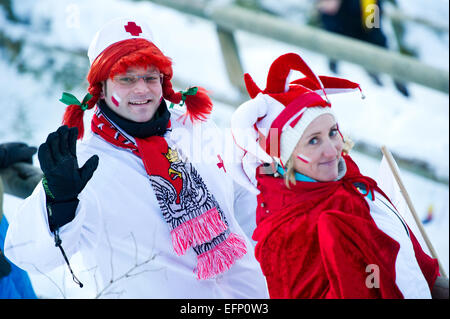 Titisee, Germany. 8th February, 2015. Polish supporters during the Large Hill Individual competition on day two of the FIS Ski Jumping World Cup on February 8, 2015 in Titisee, Germany. Credit:  Miroslav Dakov/Alamy Live News Stock Photo