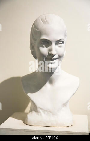 White bust of Evita Peron, an exhibit on display in the Evita Museum, Maria Eva Duarte de Peron Social Aid Foundation, Buenos Aires, Argentina Stock Photo