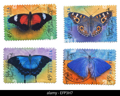 Collection of Butterfly Stamps, Australia Stock Photo