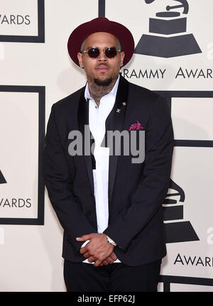 Los Angeles, California, USA. 8th Feb, 2015. Chris Brown arrives for the 57th Annual Grammy Awards at Staples Center. Credit:  Lisa O'Connor/ZUMA Wire/Alamy Live News Stock Photo