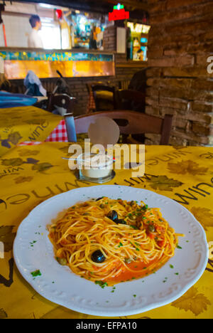 Seafood sgaghetti, C'era una volta restaurant, centro storico, Pesaro, Marche region, Italy Stock Photo