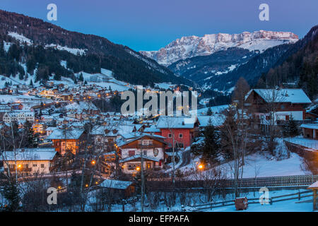 Dusk winter view of Ortisei or St Ulrich, Val Gardena, Alto Adige - South Tyrol, Italy Stock Photo