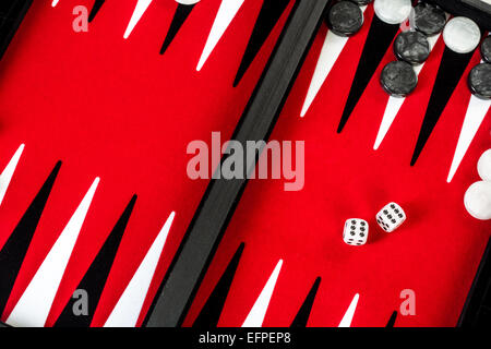 Backgammon Red Board with Dice Stock Photo