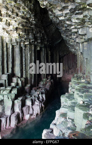 View of basalt columns in Fingal's Cave on the isle of Staffa, Inner Hebrides, Scotland, United Kingdom, Europe Stock Photo