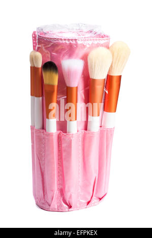 Pink makeup brush set Stock Photo