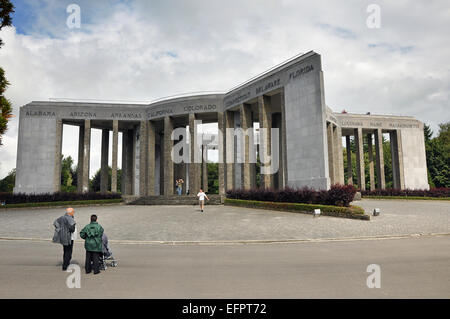 BASTOGNE, BELGIUM - AUGUST 2010: The Mardasson, monument commemorates the end of the Battle of the Bulge in 1944 Stock Photo