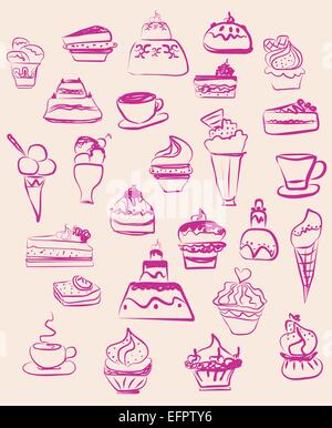 Set doodle of sweets Stock Vector