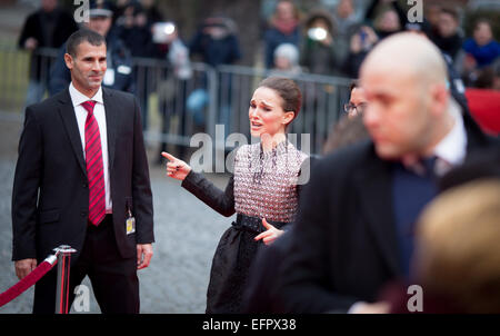 US actress Natalie Portman arrives for a panel discussion on the documentary The Seventh Fire during the 65th International Berlin Film Festival, Berlinale, at Berlinalepalast in Berlin, Germany, on 07 February 2015. Portman is one of the executive producers of the documentary. The Berlinale runs from 05 February to 15 February 2015. Photo: Kay Nietfeld/dpa Stock Photo