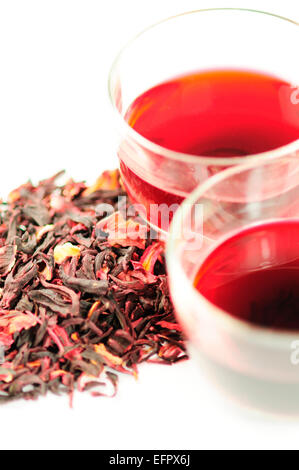 A Cup of Karkade Tea, Indian Sorrel Stock Photo