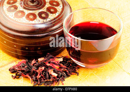 A Cup of Karkade Tea, Indian Sorrel Stock Photo