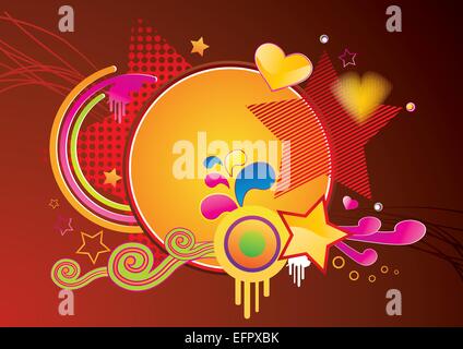 Abstract brightly colored funky background, vector illustration Stock Vector