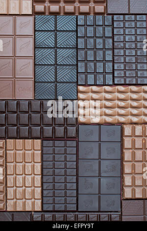 Assorted bars of milk and dark chocolate Stock Photo