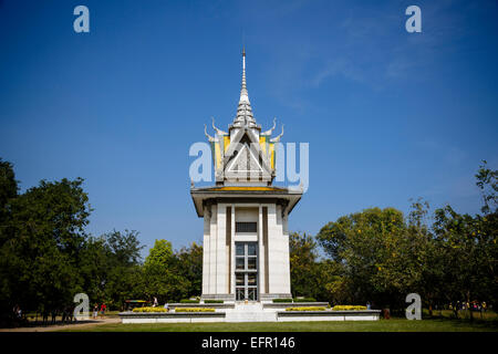 Killing fields memorial stupa, Choeung Ek Memorial, Phnom Penh, Cambodia. Stock Photo
