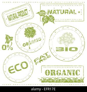 Set of grungy eco stamps, vector illustration Stock Vector