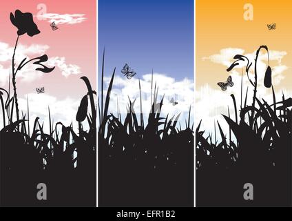 Set of three vertical nature banners, vector illustration Stock Vector