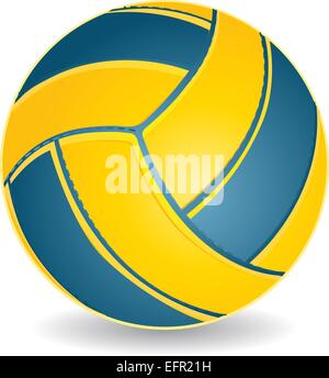 Blue and yellow volleyball ball isolated over white, vector illustration Stock Vector